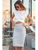 Ribbed fitted skirt/dress gray FG542 - Online store - Boutique